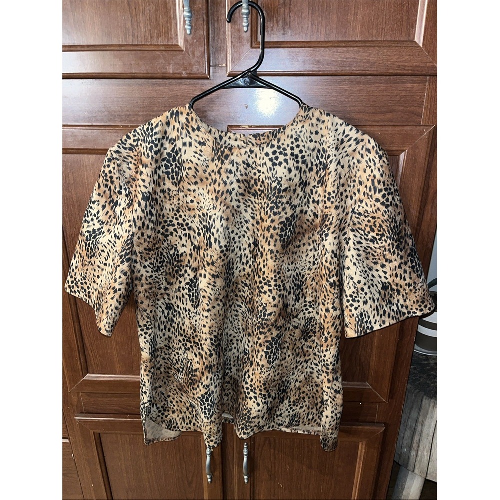 charna dallas tx blouse leopard print size 18 Made USA Cotton